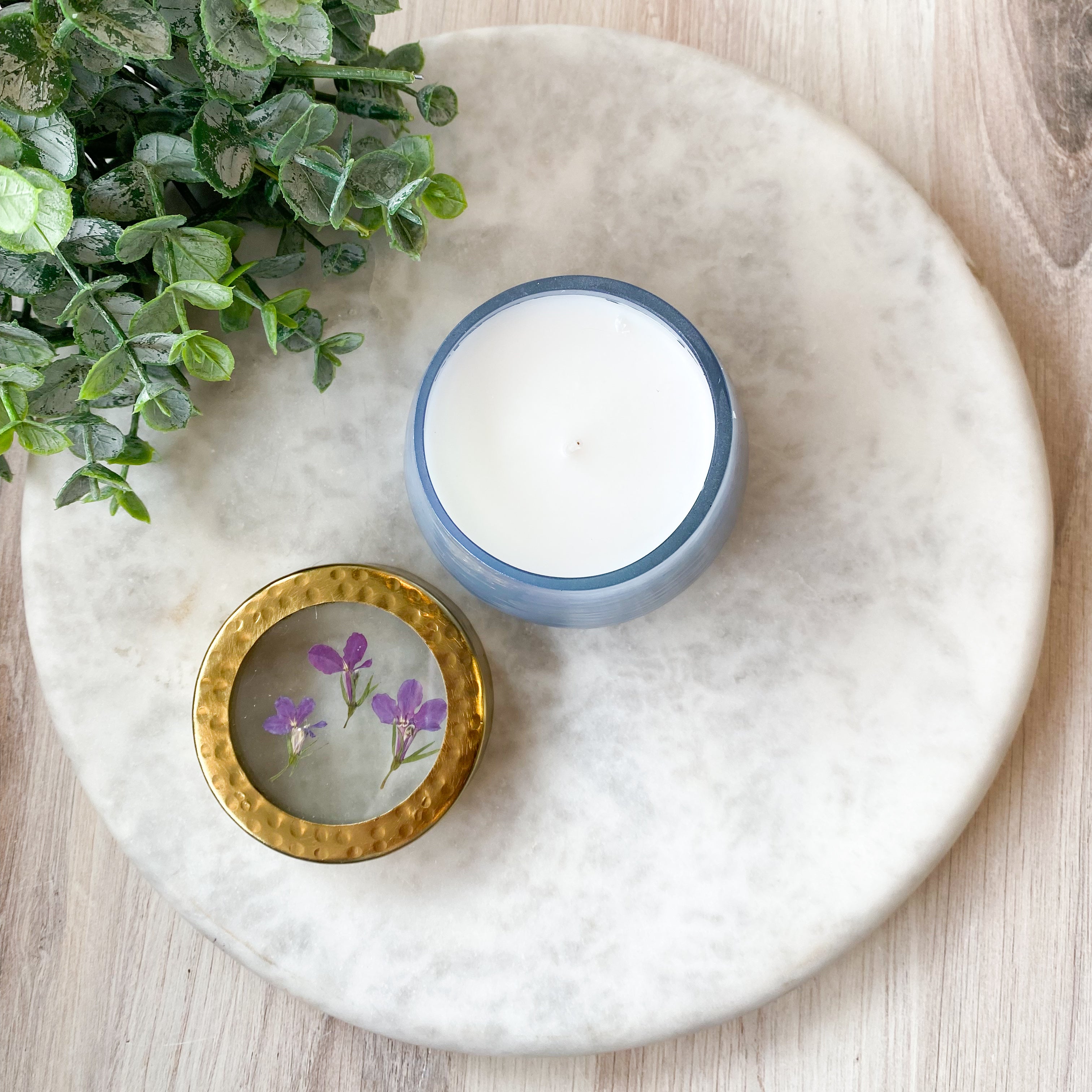 Little Flower Berry Fig Watercolor Pressed Floral Candle-Small