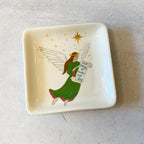 Hand painted Stoneware Dish/Trinket Tray, 4 Styles, 4.75" Sq.