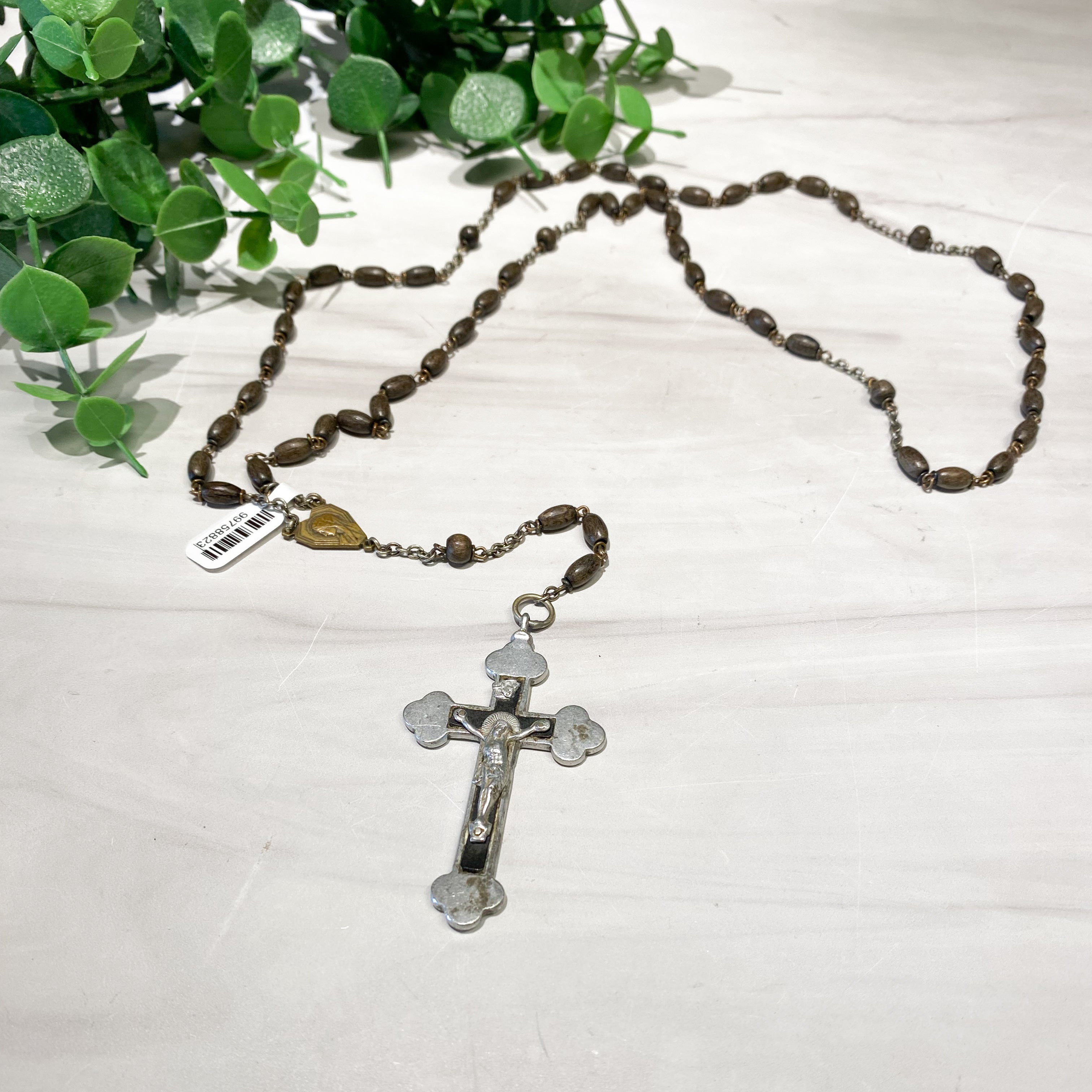 Brown Wooden Vintage Marian Rosary