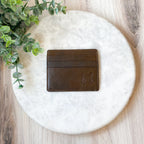 Tiger Leather Embossed Slim Wallet Dark Brown 3.5x4