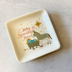 Hand painted Stoneware Dish/Trinket Tray, 4 Styles, 4.75" Sq.