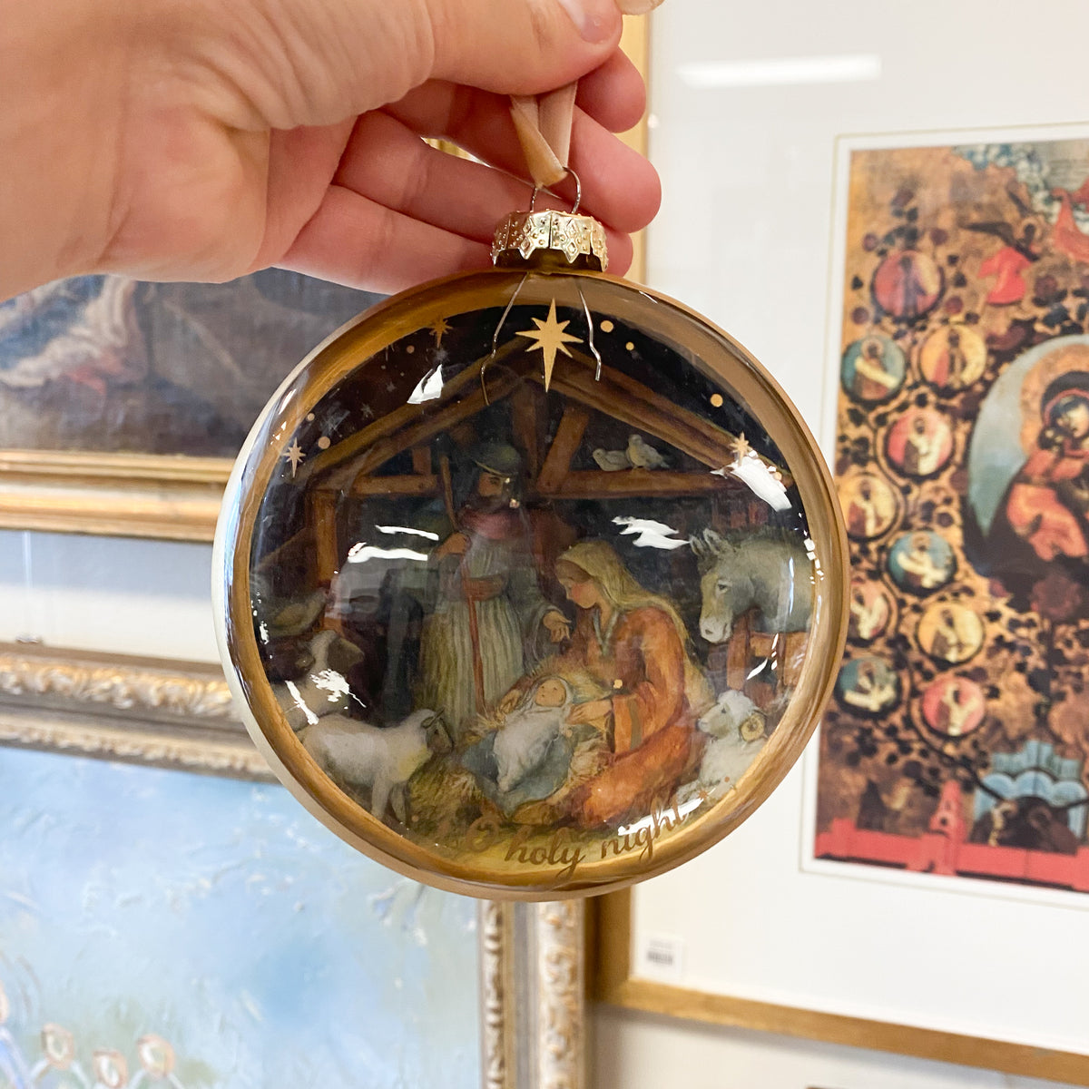 Nativity Glass Disk Ornament