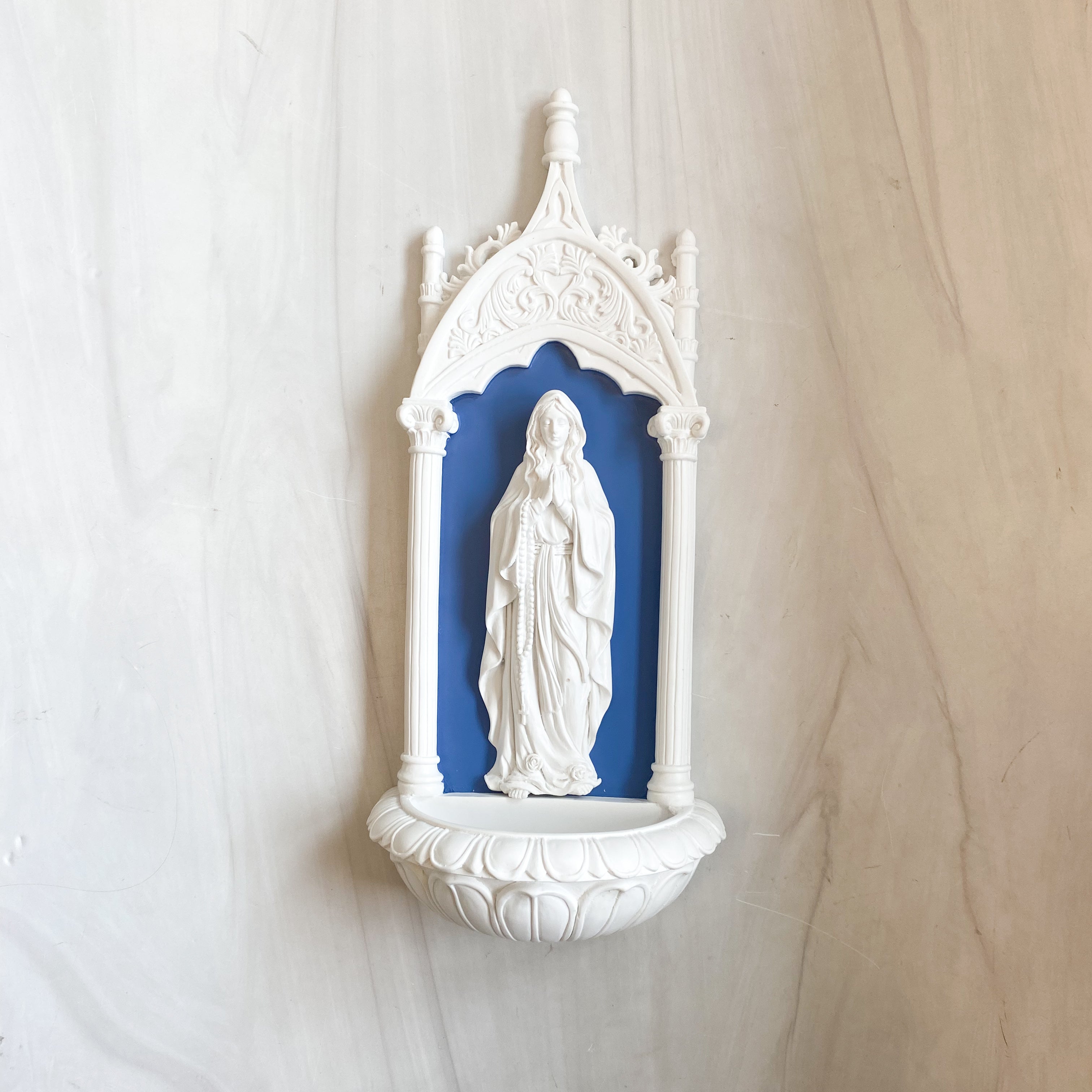 11.5" Our Lady of Lourdes Water Font; Della Robbia