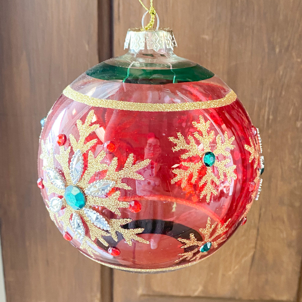 Ornament Glass Sheer Red and Green and Gold (2 Shapes)