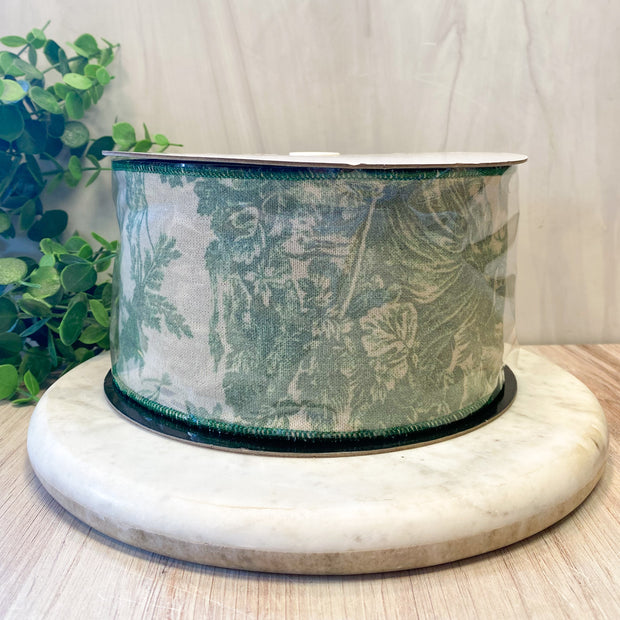 4"Wx10yd Toile Ribbon  Green