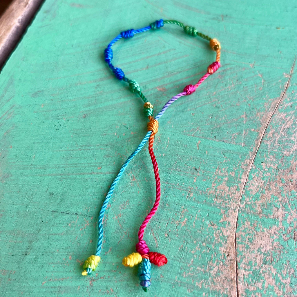 Knotted Cord Rosary Decade Adjustable Bracelet