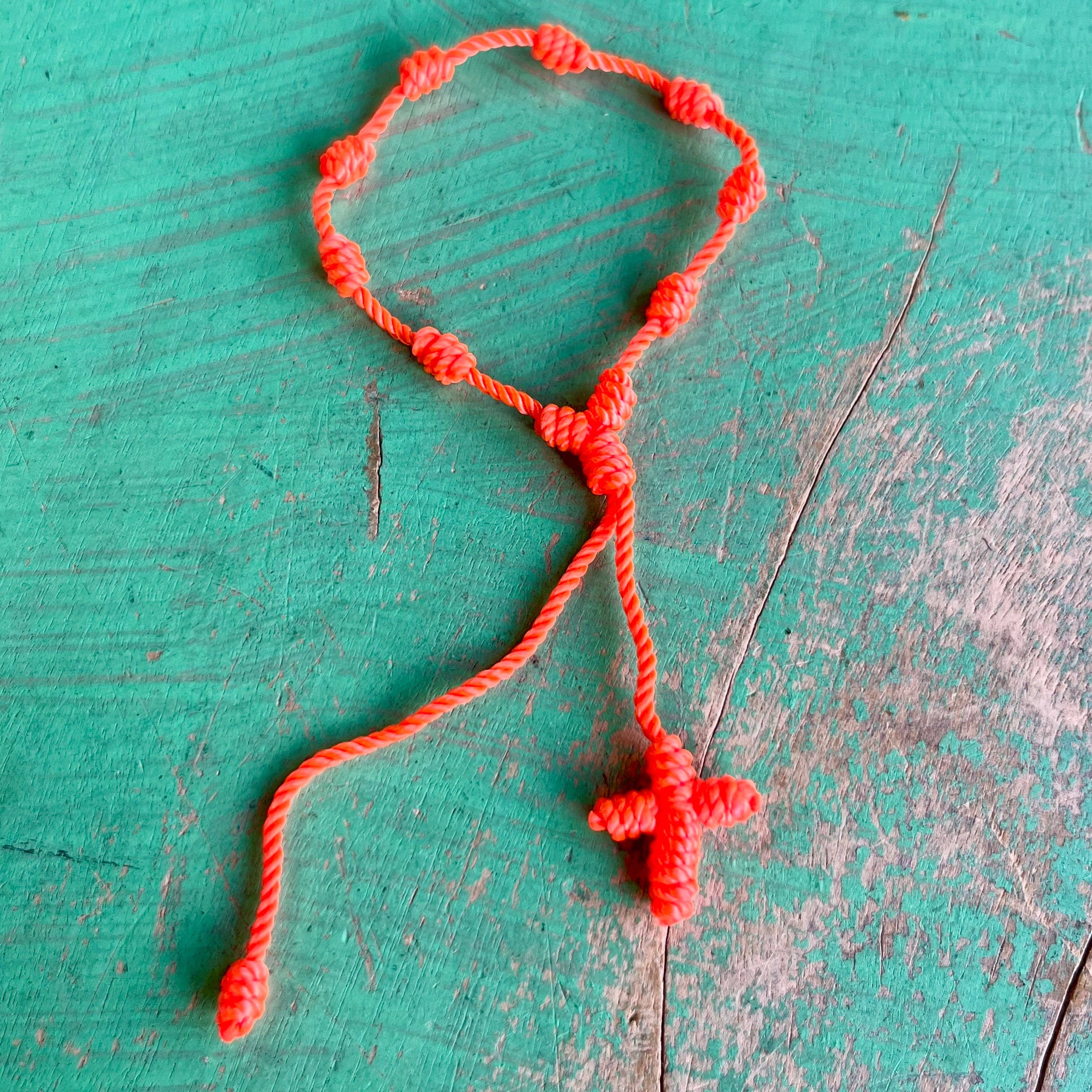 Knotted Cord Rosary Decade Adjustable Bracelet