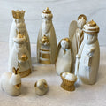Nativity White and Gold, Set of 9 - 2.5"-8.75"