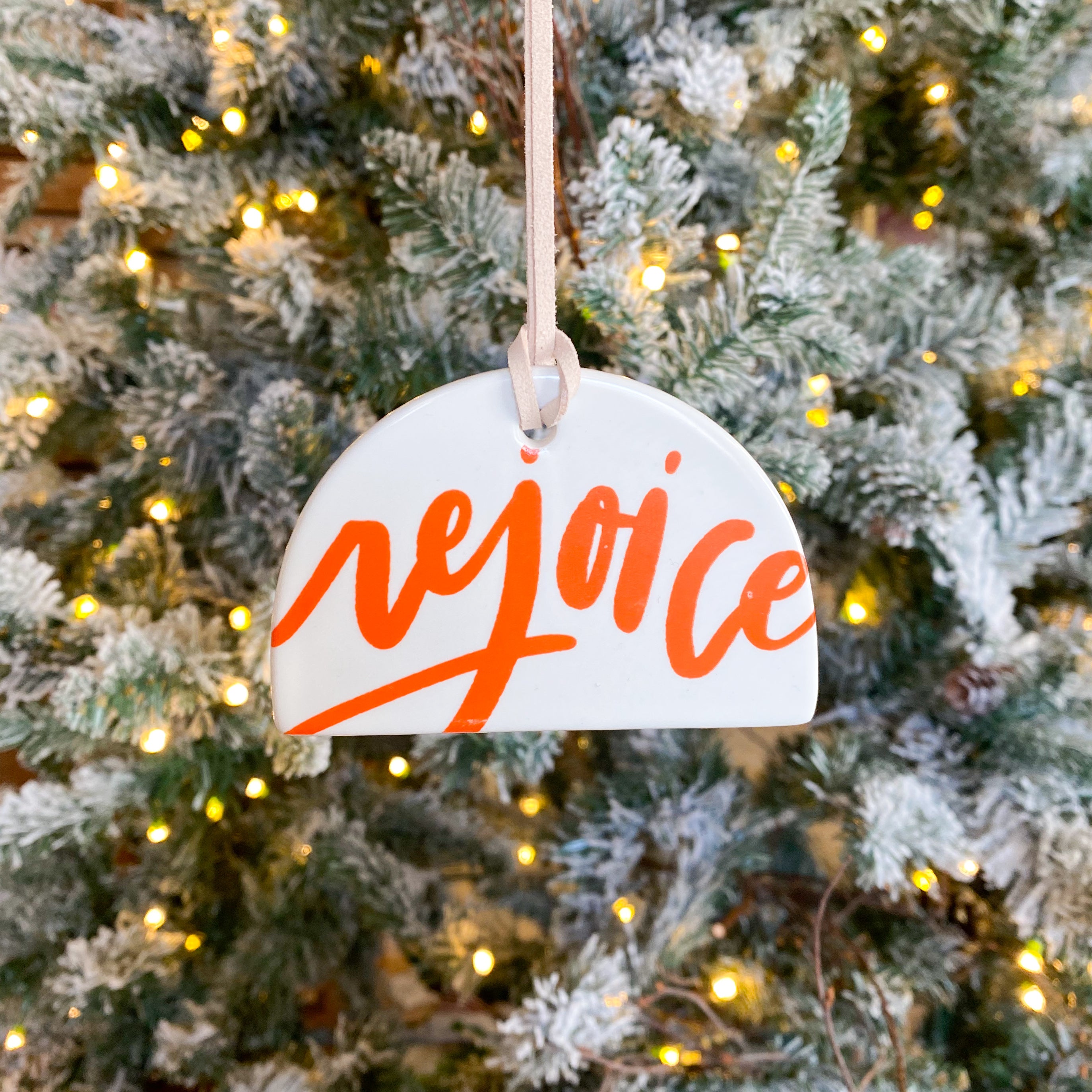 Porcelain Christmas Ornament  Rejoice