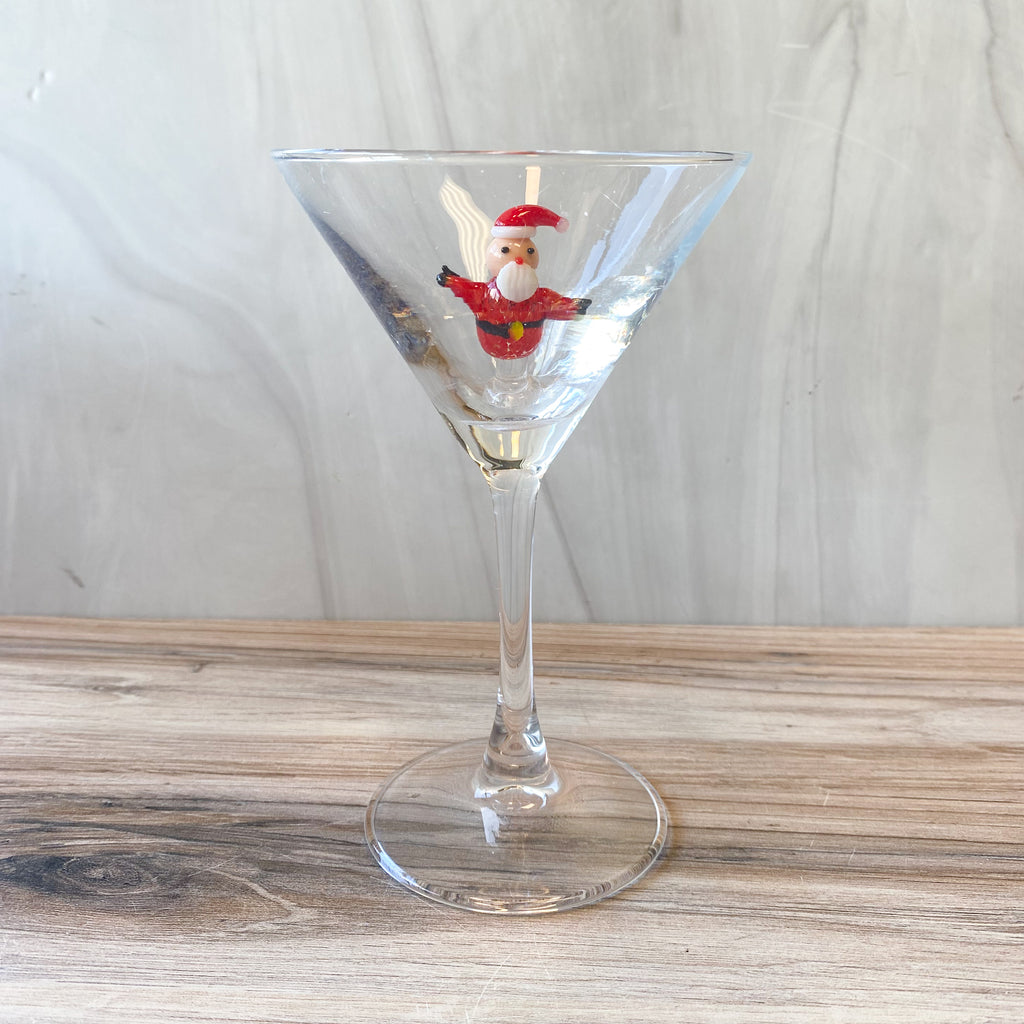 4"Rd x6-1/4"H Martini Glass Holiday Icon Inside, 8 Styles