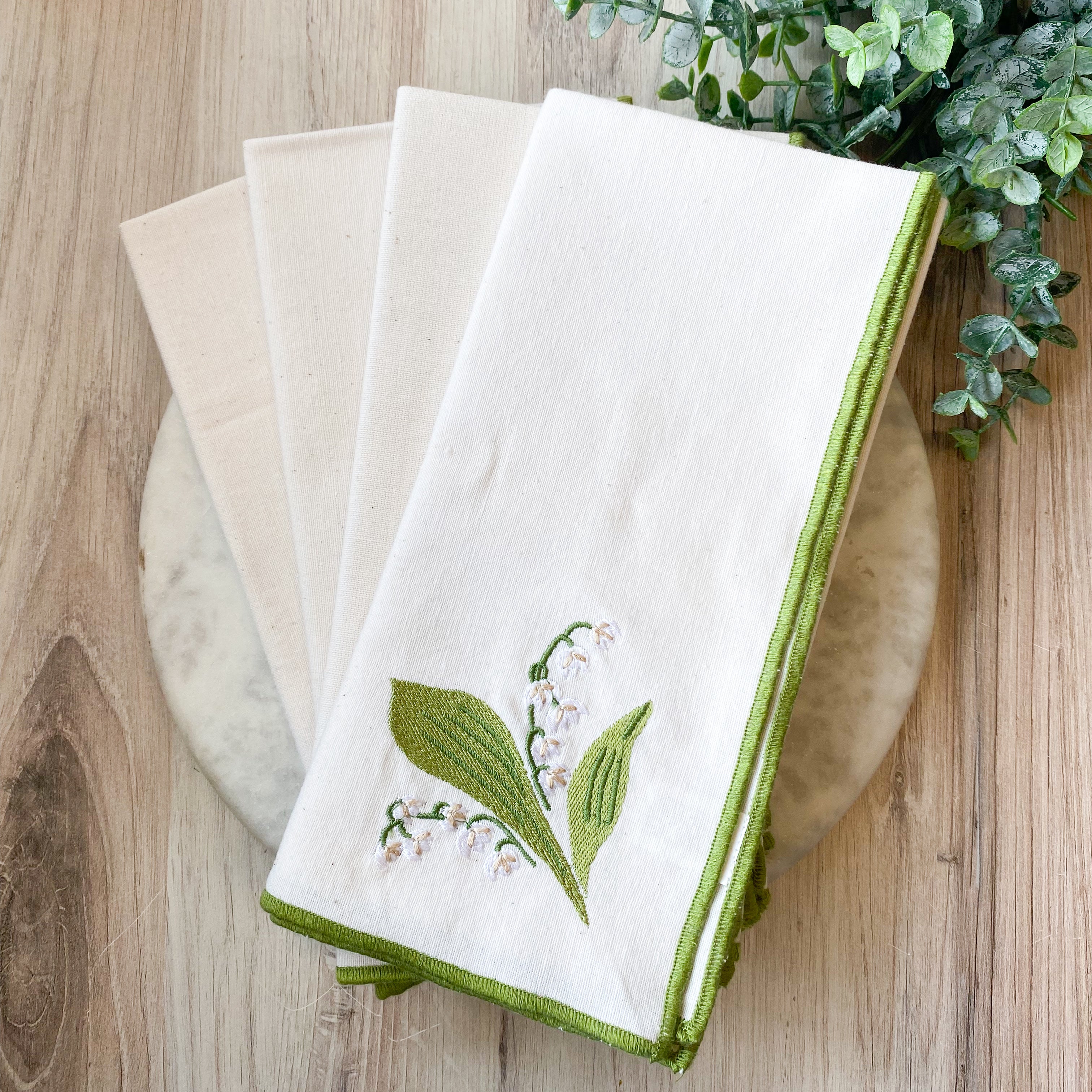 Easter Lily Embroidered Napkin