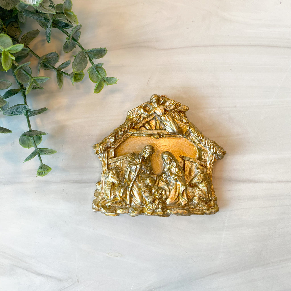 Gold Leaf Nativity Ornament - 2 Styles - Church, Stable