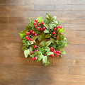 Mixed Boxwood and Red Berry Candle Ring