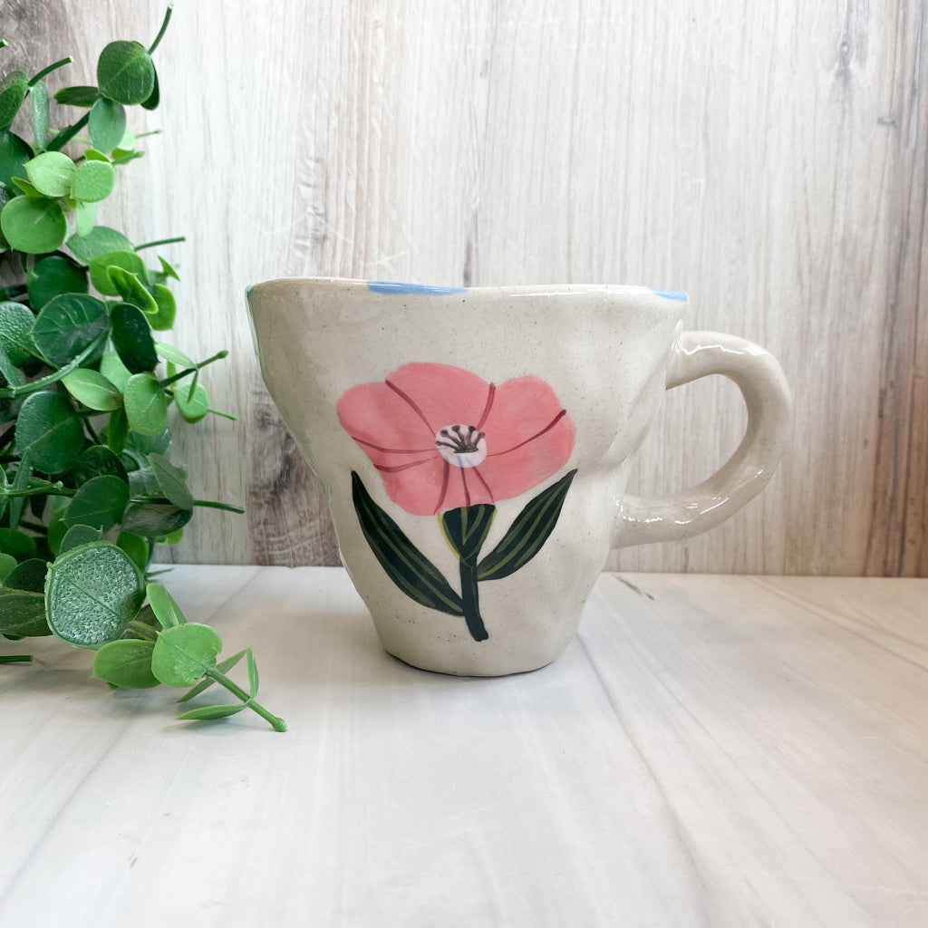 Stoneware Mug, (4) Floral images