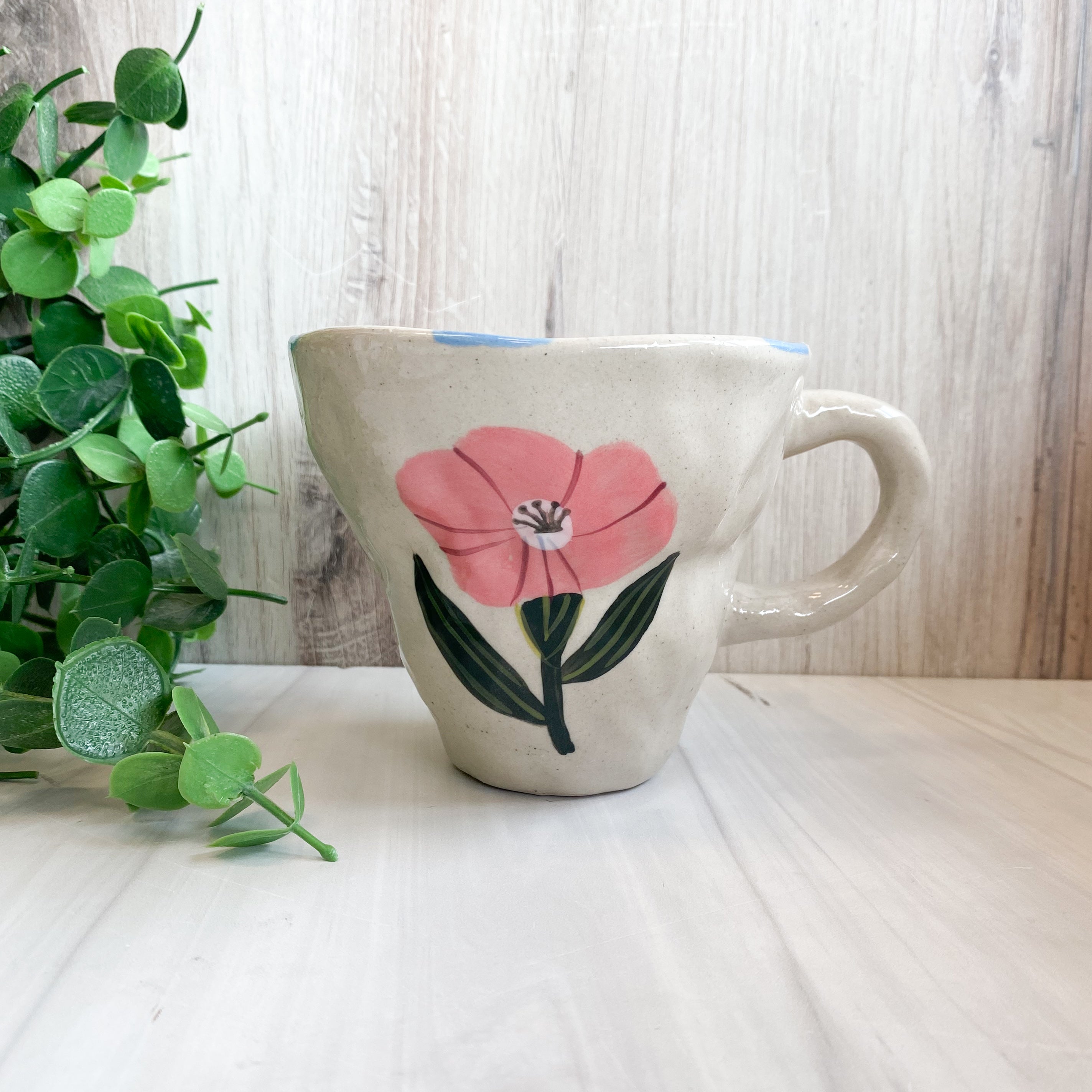 Stoneware Mug, (4) Floral images