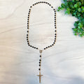 Black Boxwood Bead Rosary, Boxed