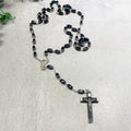 Black Boxwood Bead Rosary, Boxed