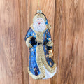 7.5" Blue and Gold Santa Ornament