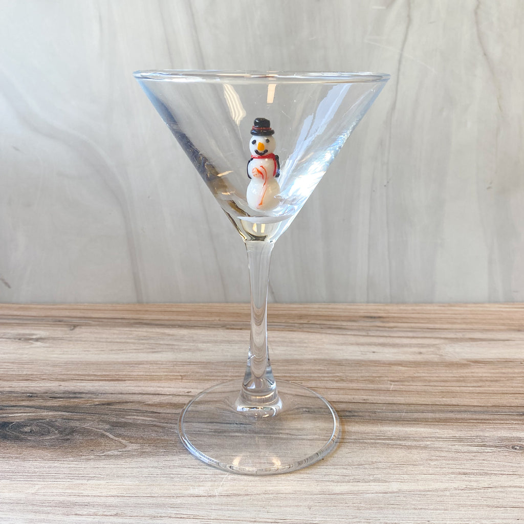4"Rd x6-1/4"H Martini Glass Holiday Icon Inside, 8 Styles