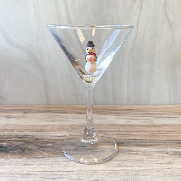 4"Rd x6-1/4"H Martini Glass Holiday Icon Inside, 8 Styles