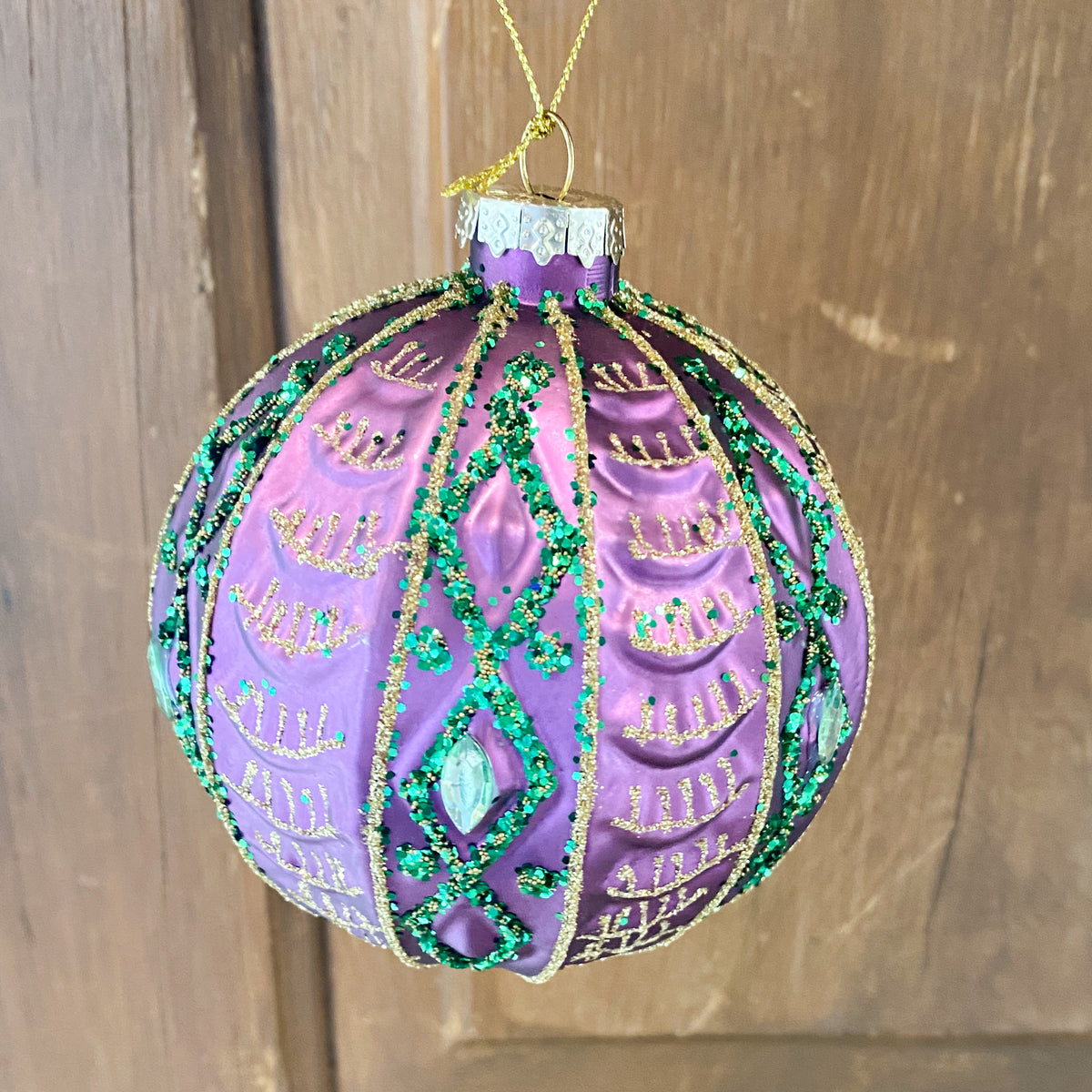 Ornament Various Accented Gold Glitter Designs with Gems (3 Colors)