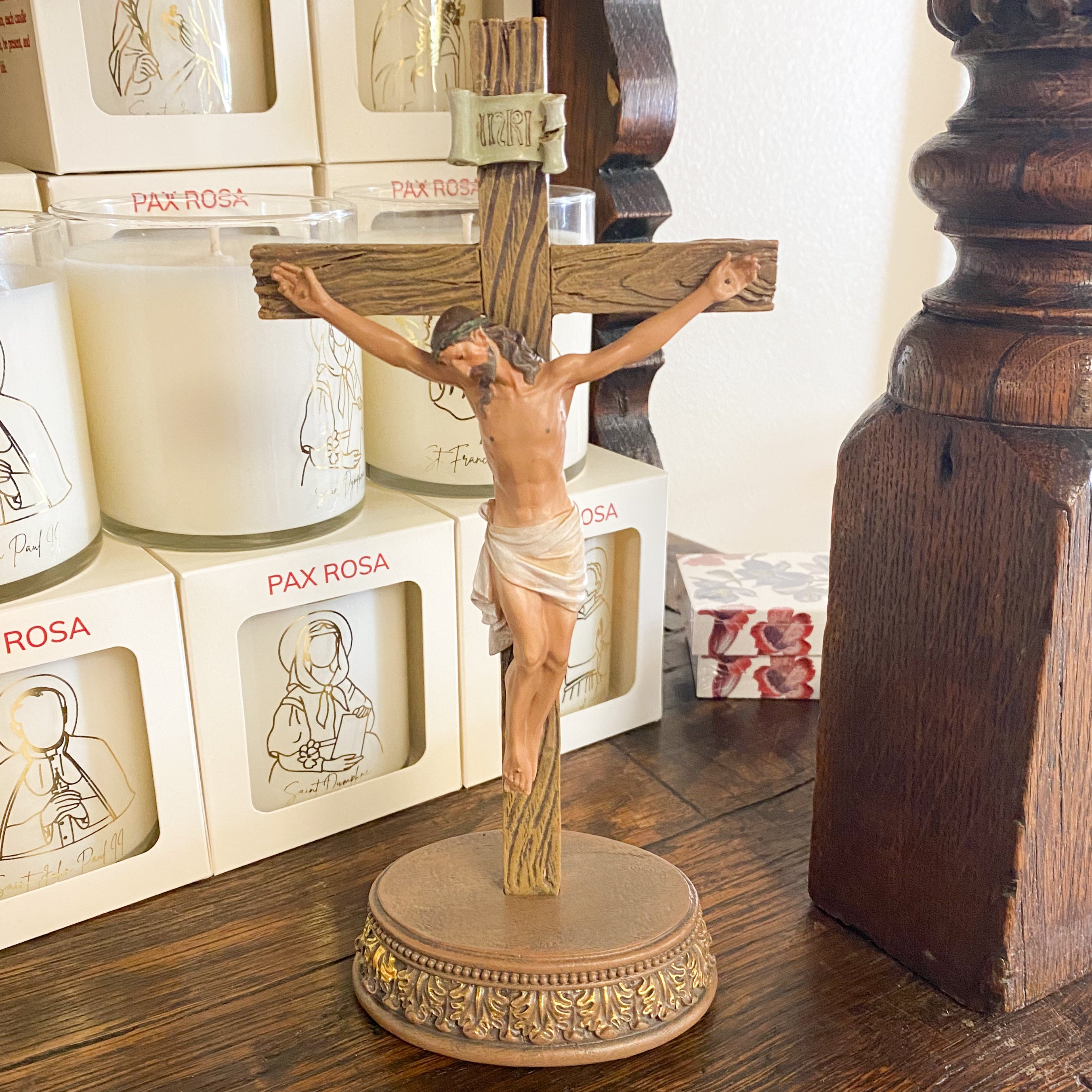 8.5"H 2 PC Set Crucifix w/ Stand