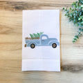 Tea towel with Blue Truck with Christmas Tree