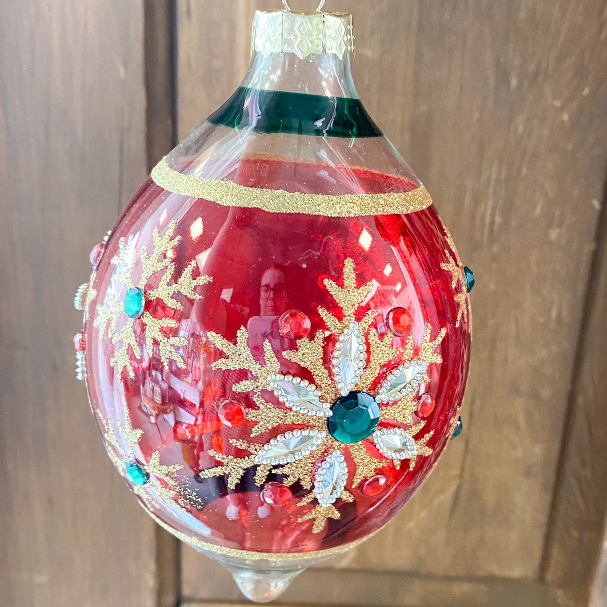 Ornament Glass Sheer Red and Green and Gold (2 Shapes)