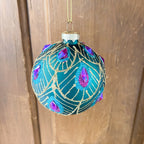 Ornament Peacock Gems & Gold Accent Ball (3 Colors)