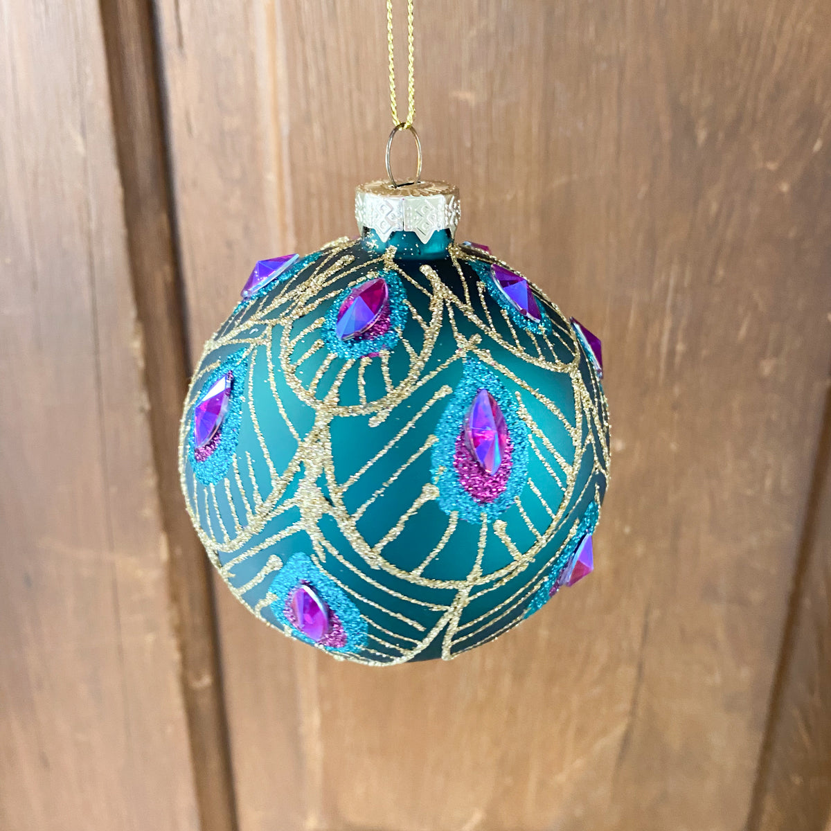 Ornament Peacock Gems & Gold Accent Ball (3 Colors)