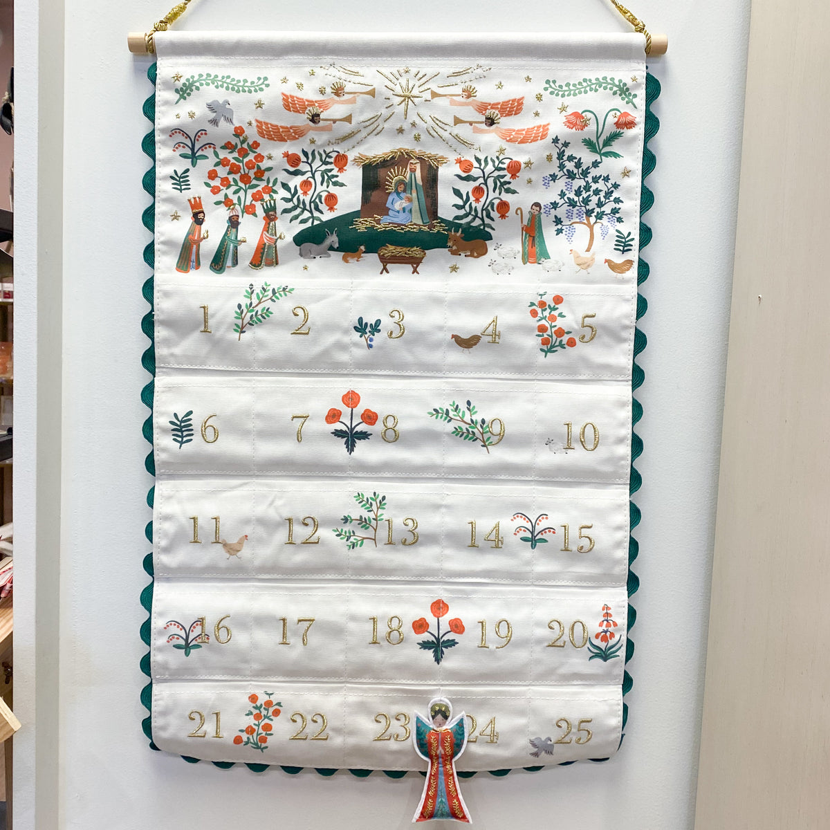 Nativity Embroidered Hanging Advent Calendar