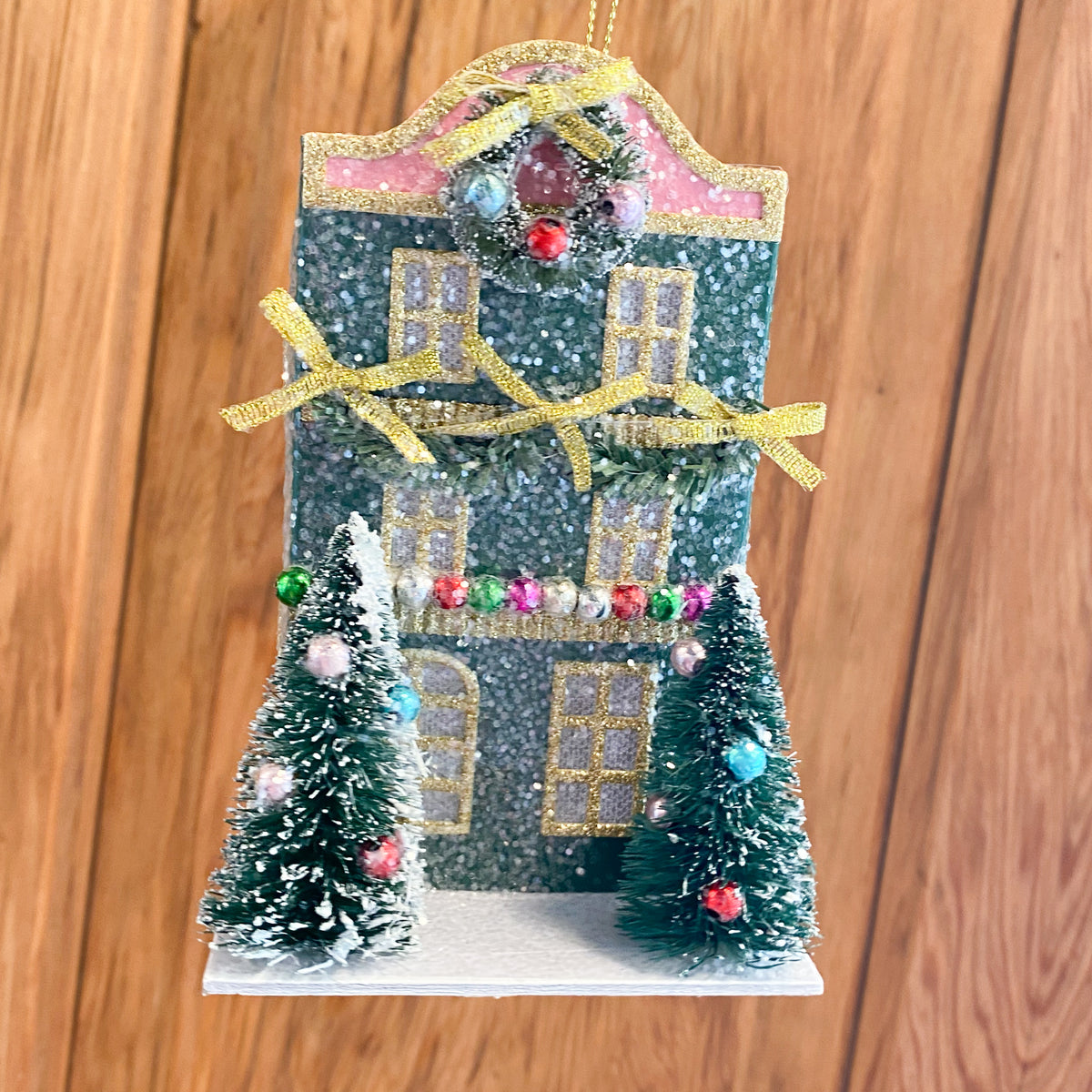 5.5" Lighted Paper Multicolored House Ornament