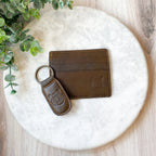 Tiger Leather Embossed Keychain Dark Brown 1.35x2.55