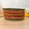 #40 RED, GREEN, AND GOLD WOVEN RIBBON