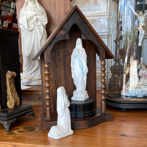 Our Lady of Lourdes Antique Statue Set