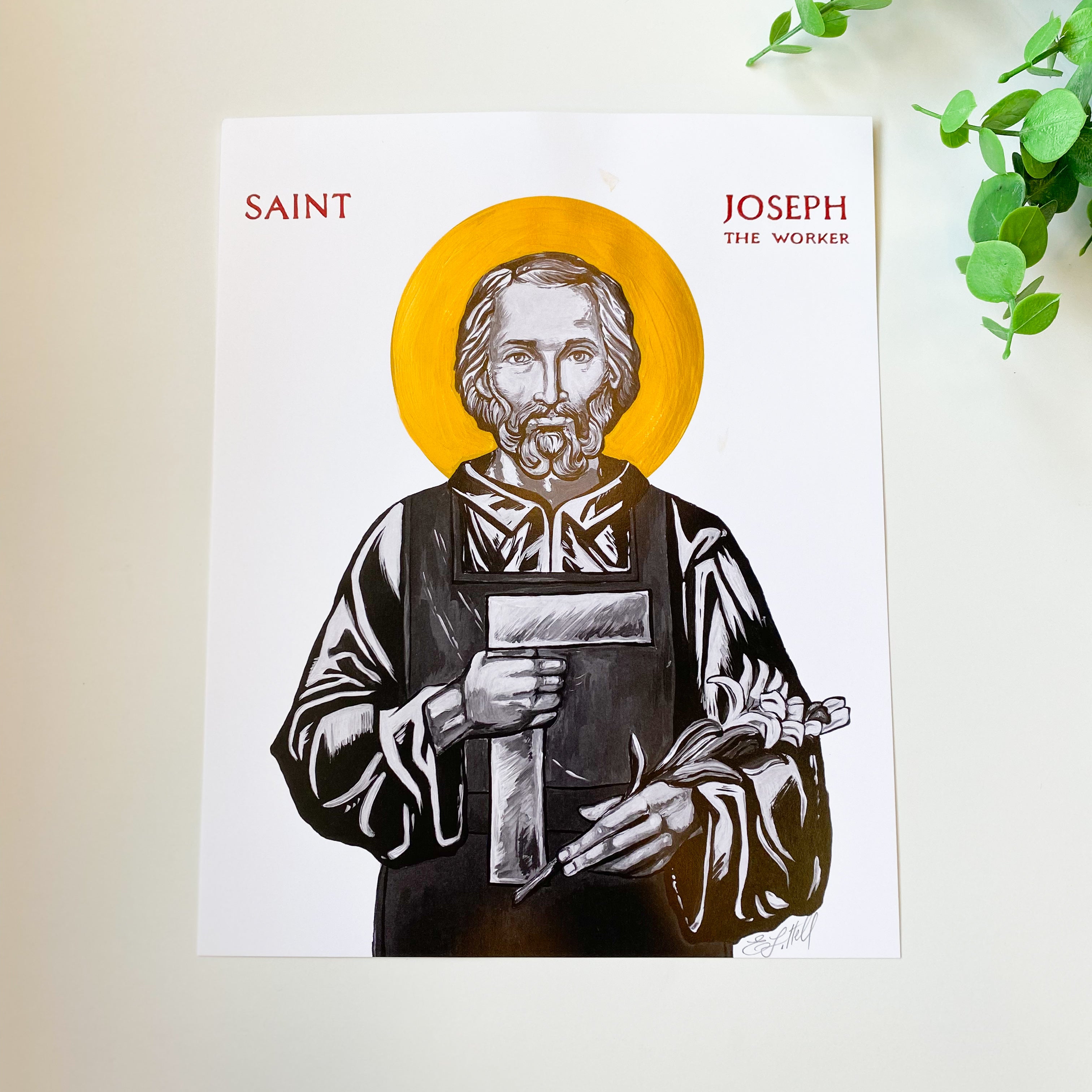 Embellished St. Joseph the Worker print