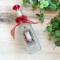 HWB24088 - Holy Water Bottle - Divine Mercy, Silver Framed Image, Large Frosted Glass
