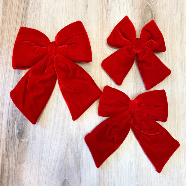 5"-7" Velvet Bow With Clip (3 ea/set) Red