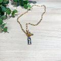 Vintage Blue Enamel Marian Toggle Clasp Necklace