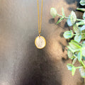 A-1440 Handcrafted Fine Silver Small Oval Our Lady of Guadalupe accented with 22k on Gold Filled Chain