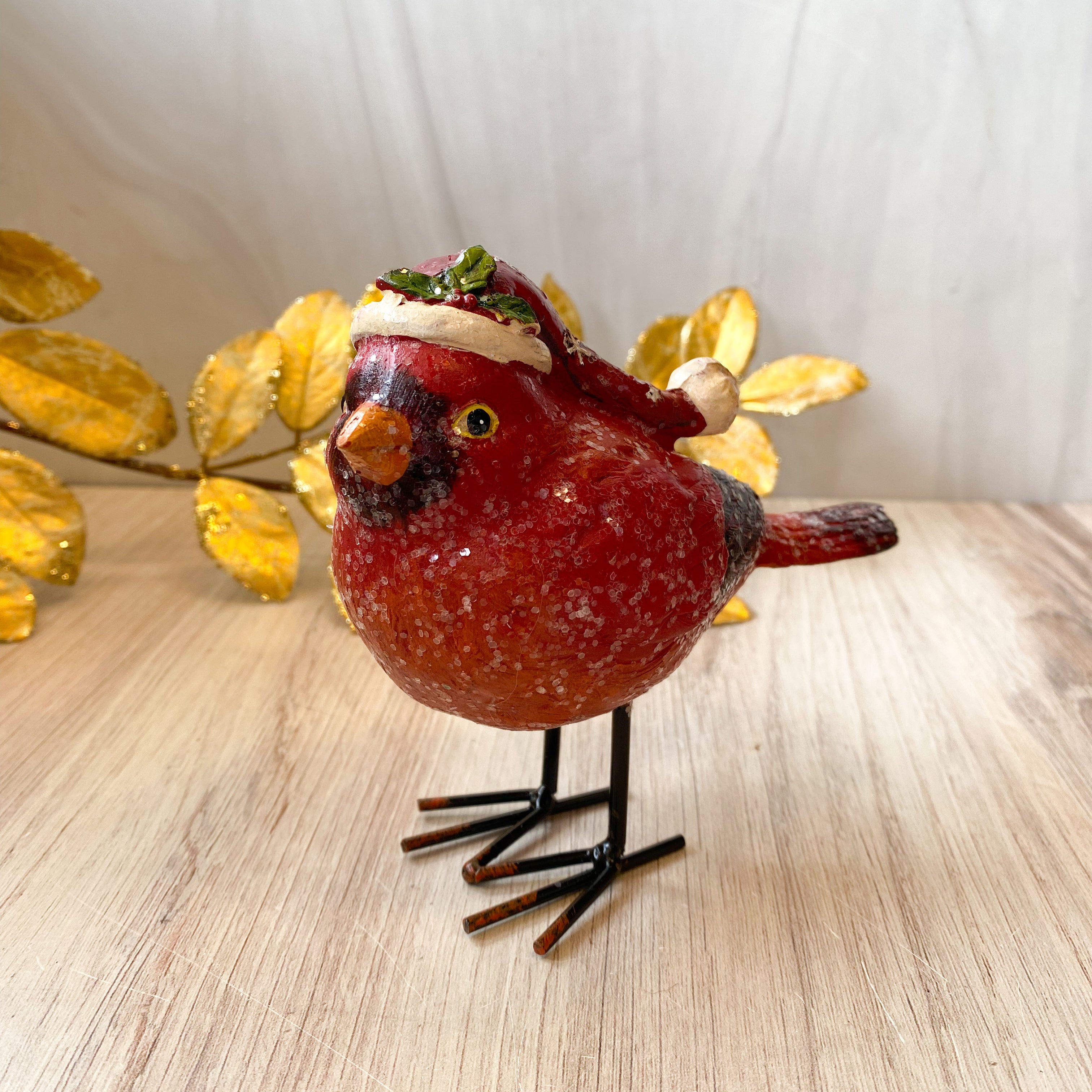 Assorted Glittered Resin Cardinals w/Stocking Caps
