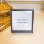 Metal and Glass Frame with Easel and Saying - Gray