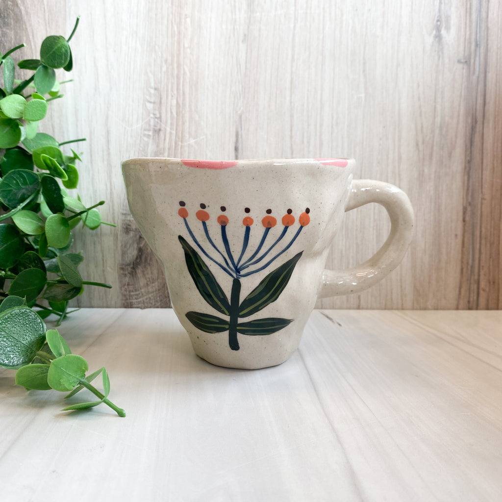 Stoneware Mug, (4) Floral images