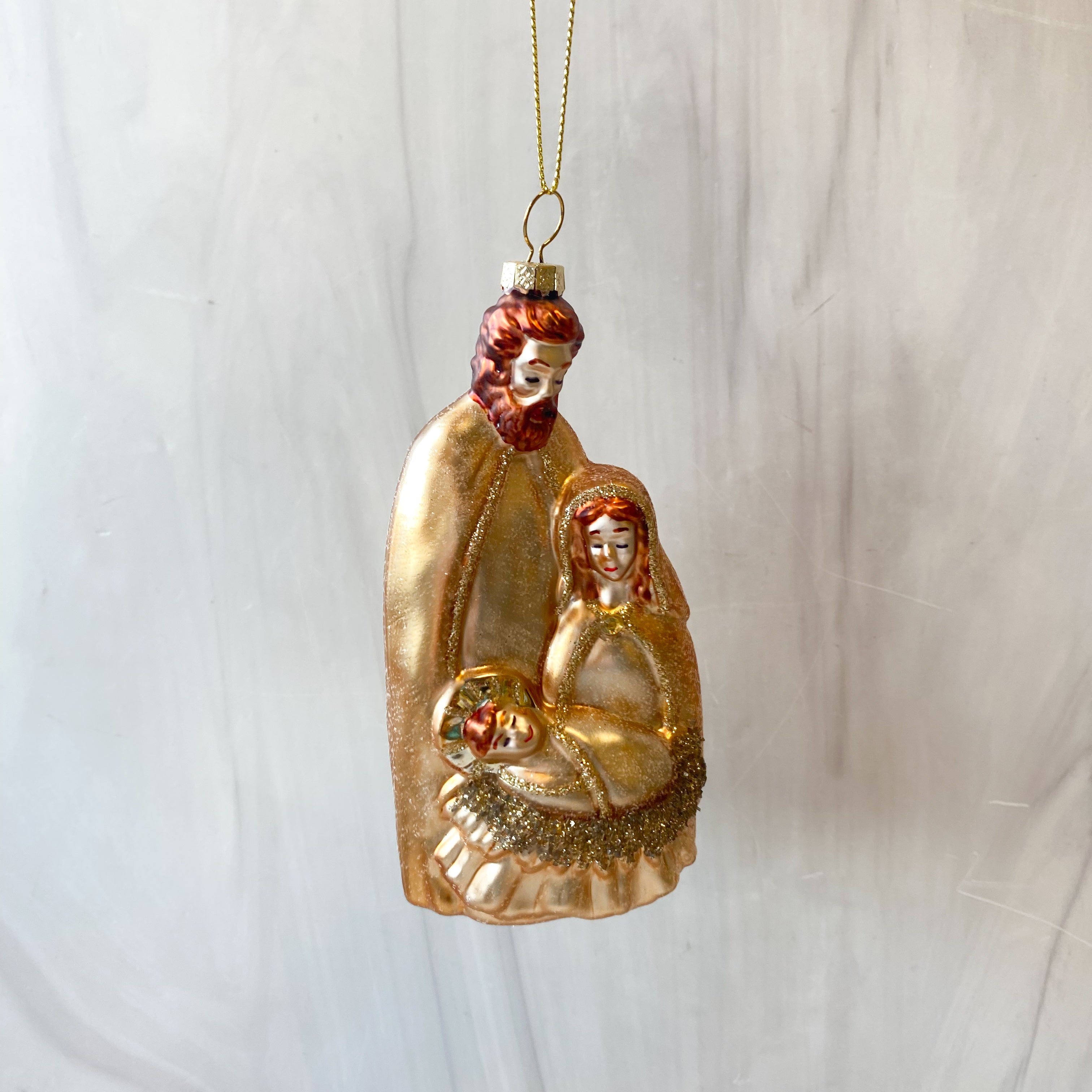 5-1/4"H Glass Nativity Ornament Multi Color, 3 Styles