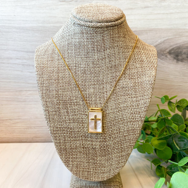 Pearl Shell Cross Necklace