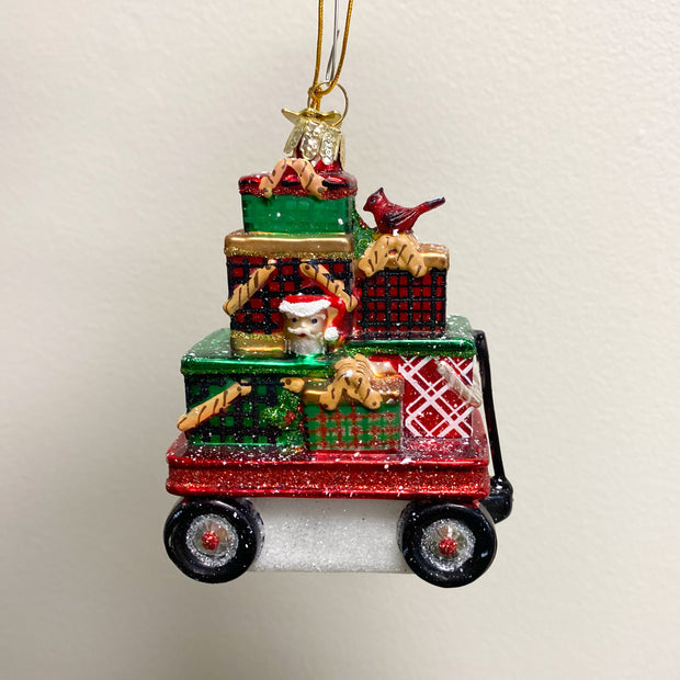 Noble Gems™ Glass Wagon With Picnic Boxes Ornament