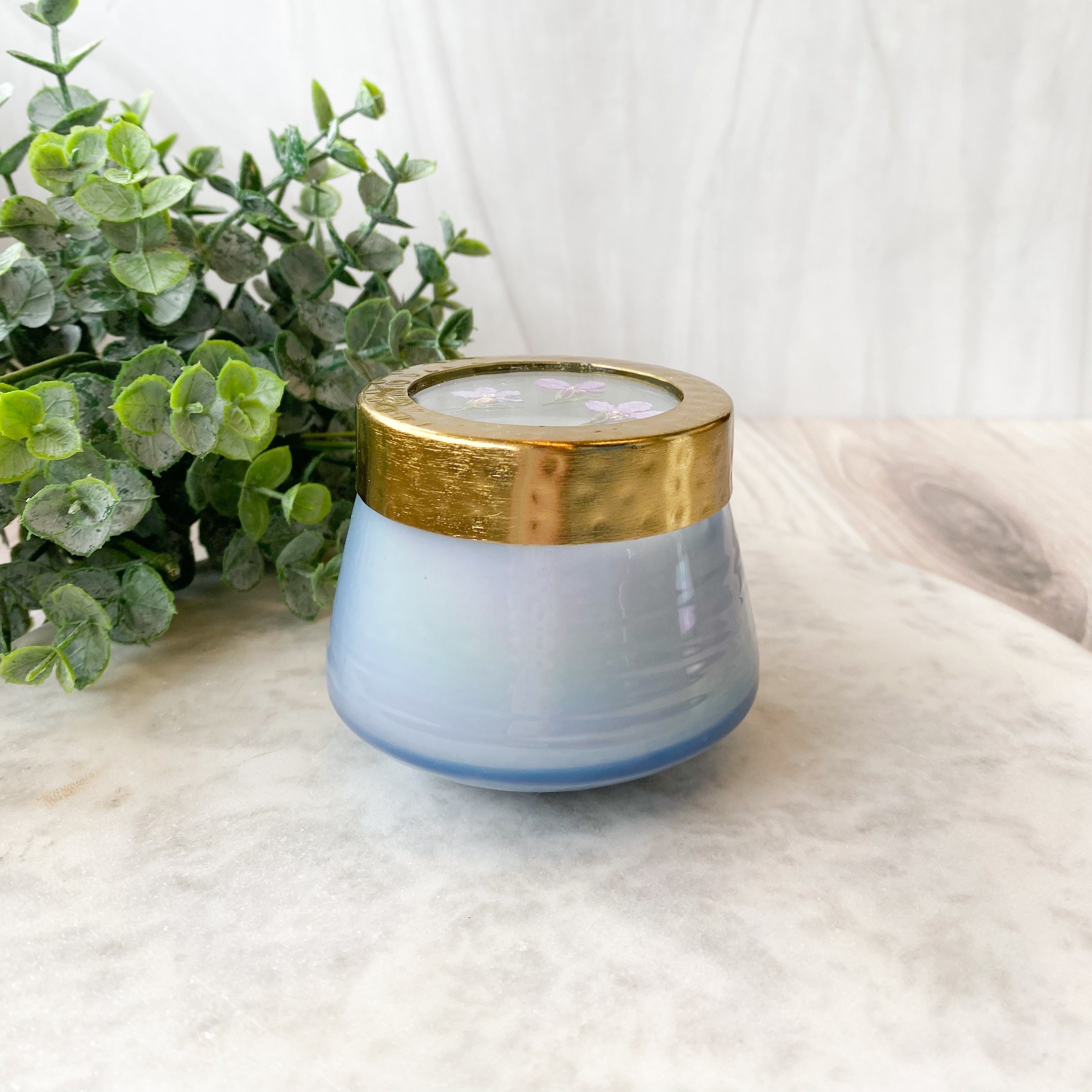 Little Flower Berry Fig Watercolor Pressed Floral Candle-Small