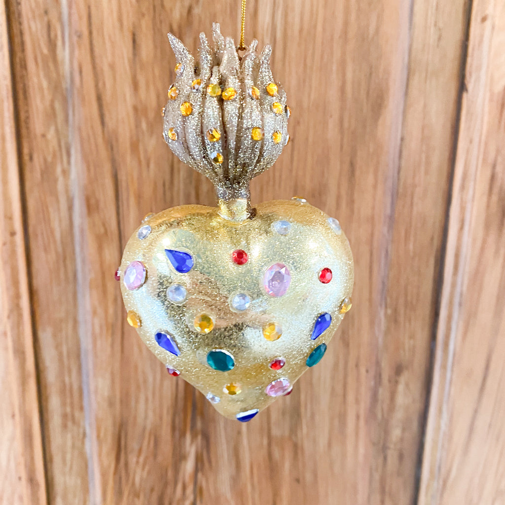 Jeweled Heart Ornaments, 2 Asst
