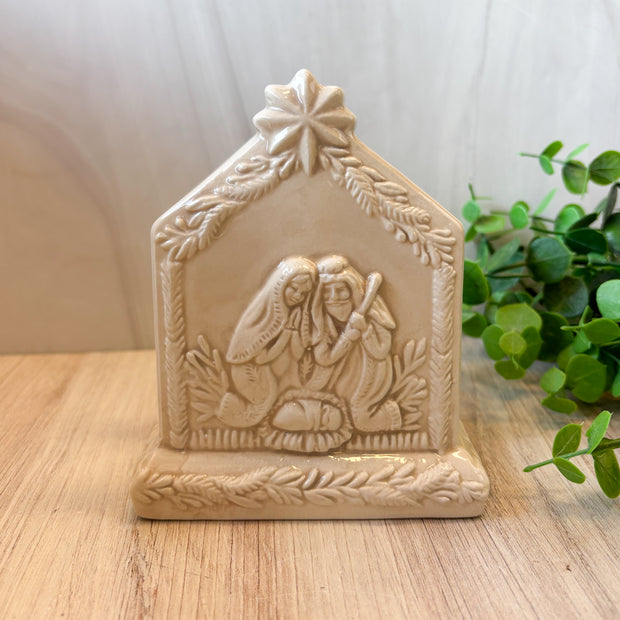 Holy Family Sculpted Cream Napkin Holder