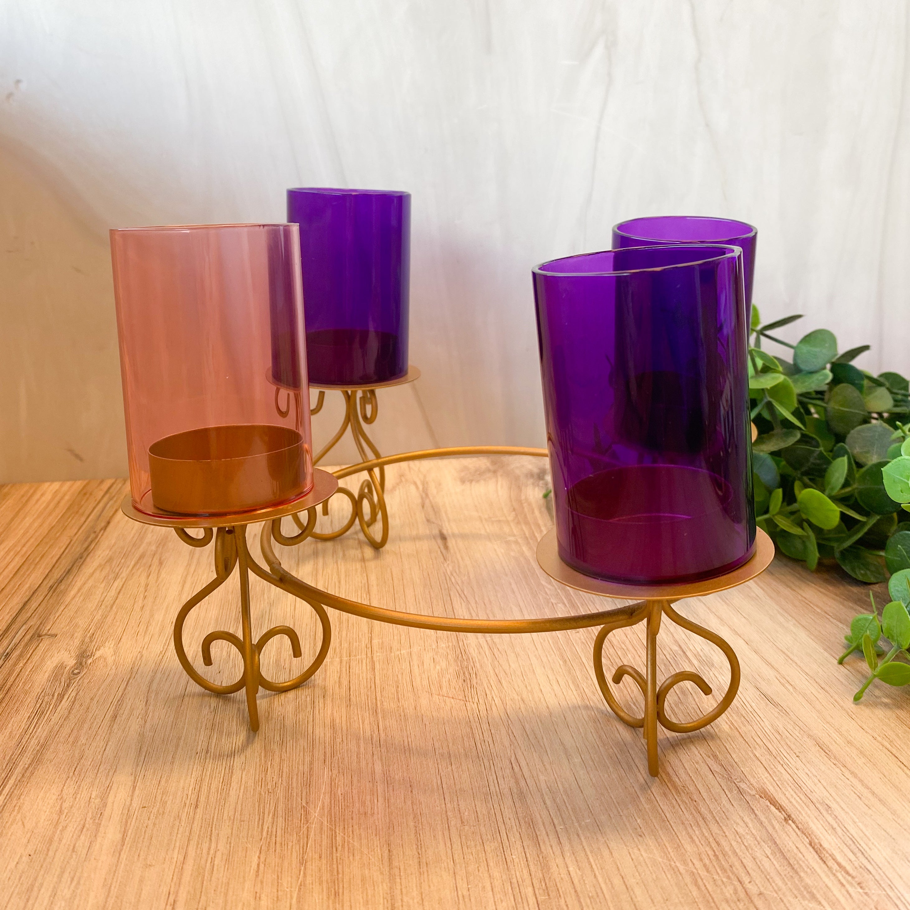8.75"DIA ADVENT GLASS FLUTES HOLDERS FOR TEA LIGHTS